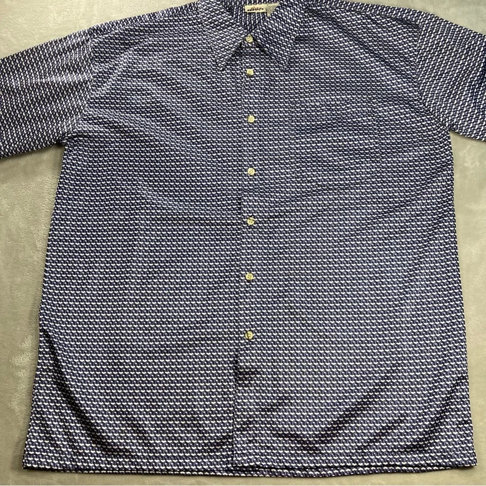 Retro Blues Western Cowboy Button Down Shirt Long Sleeve Men Sz XL Geometric - Picture 2 of 8